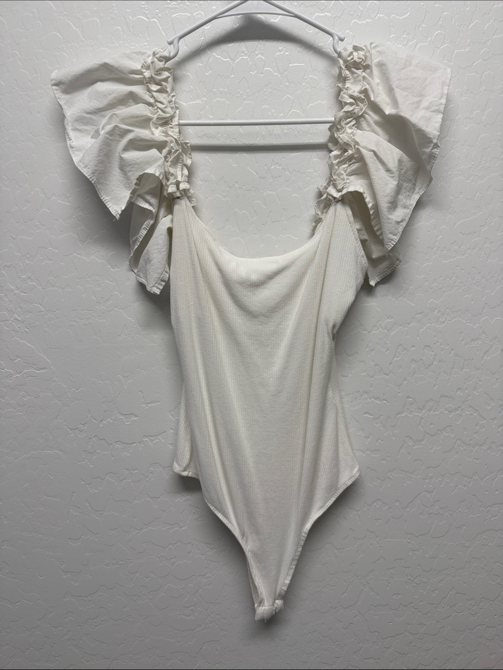 Ruffled Sleeve White Bodysuit